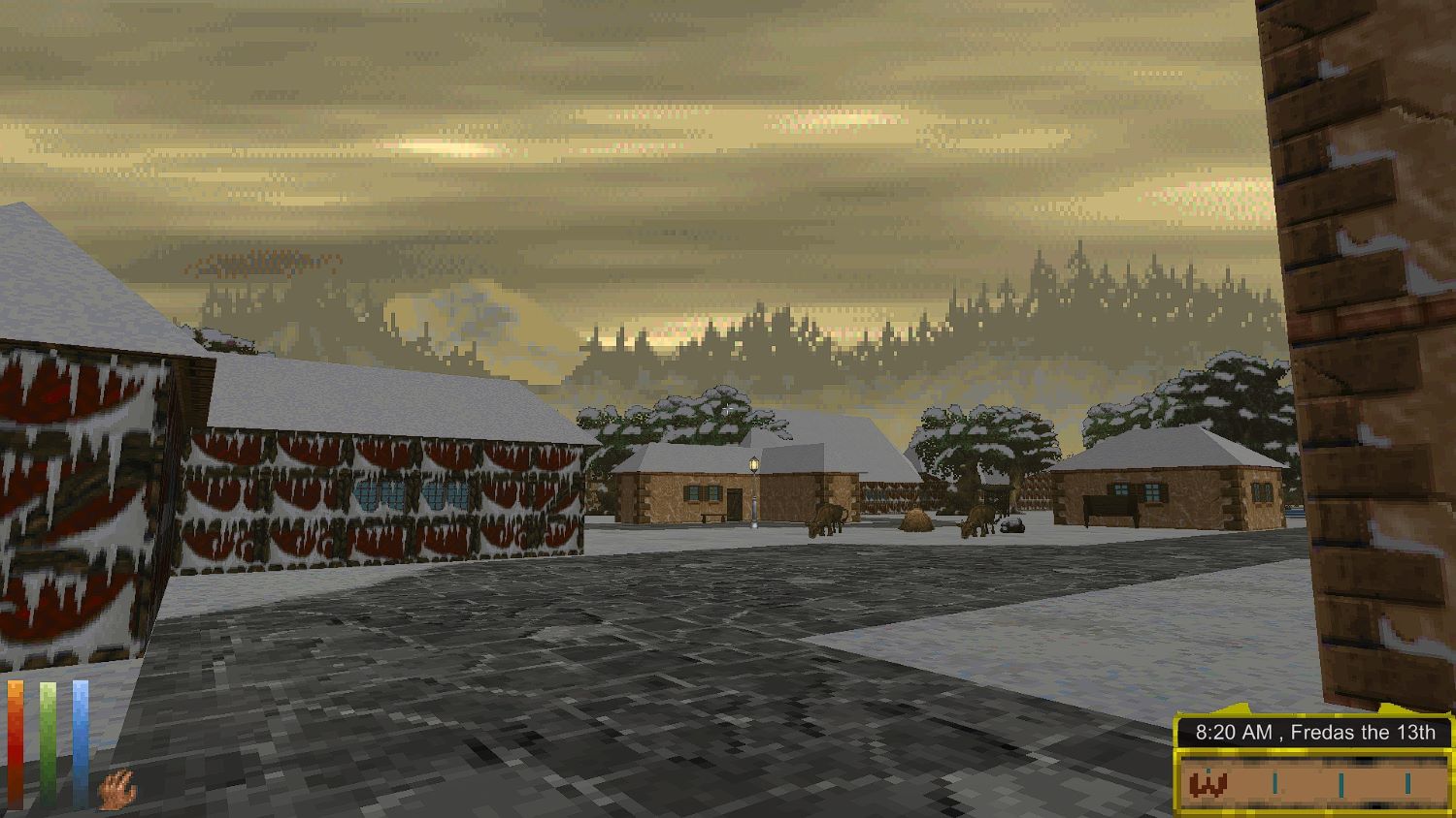 a wintery street scene