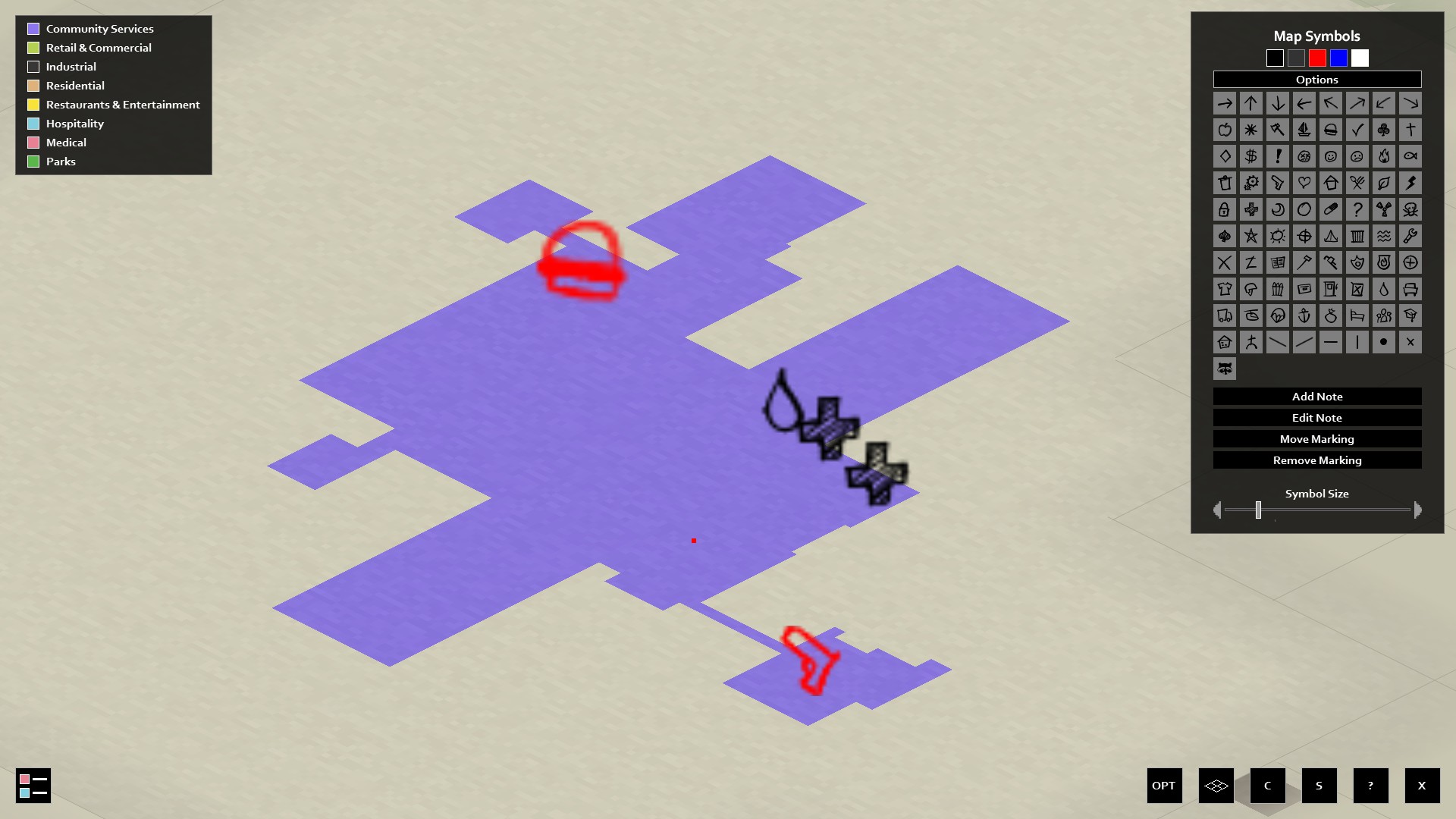 An in game map of a building with a red dot indicating the player